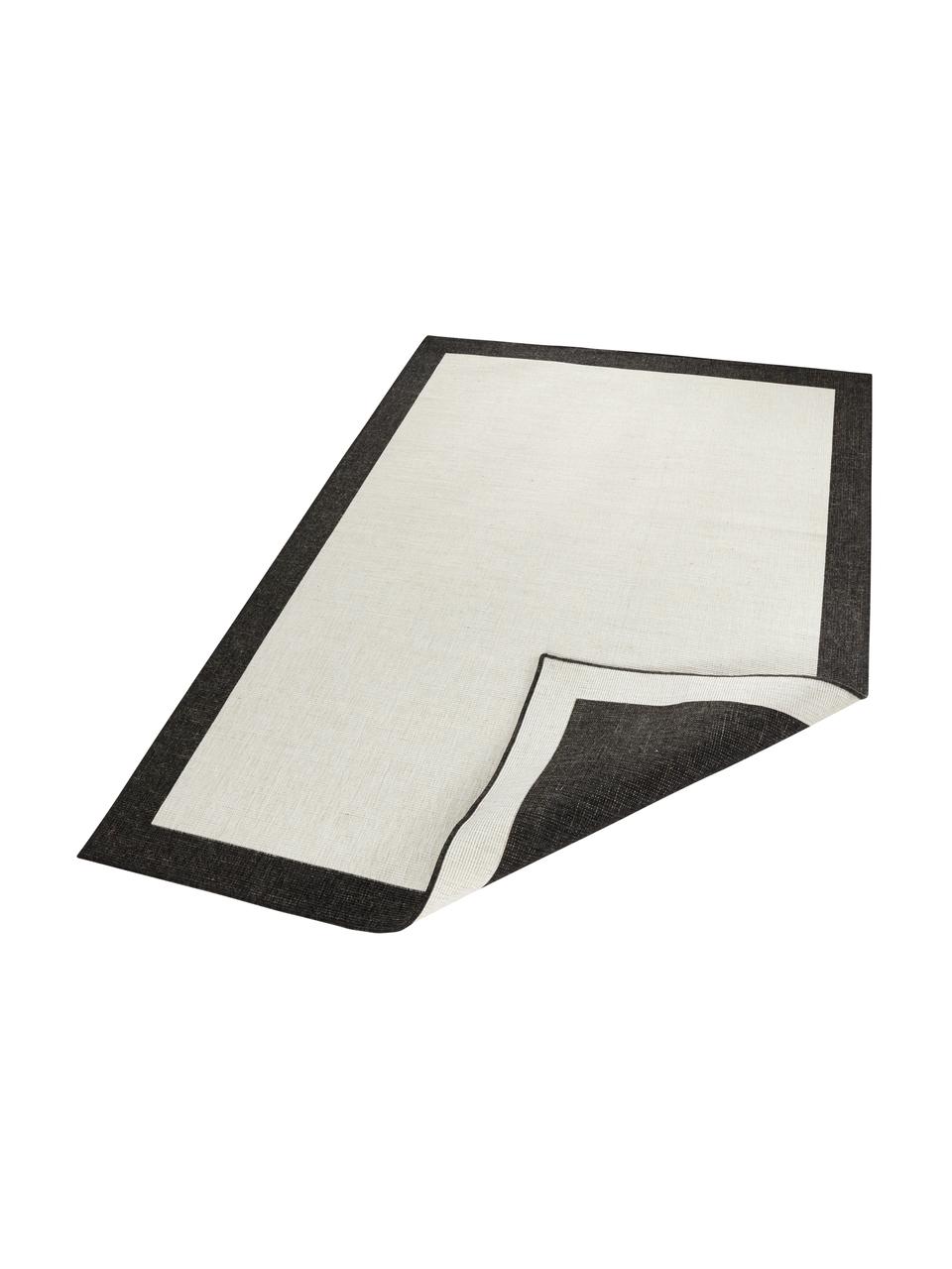 Dubbelzijdig in- & outdoor vloerkleed Panama, 100% polypropyleen, Gebroken wit, zwart, B 80 x L 150 cm (maat XS)