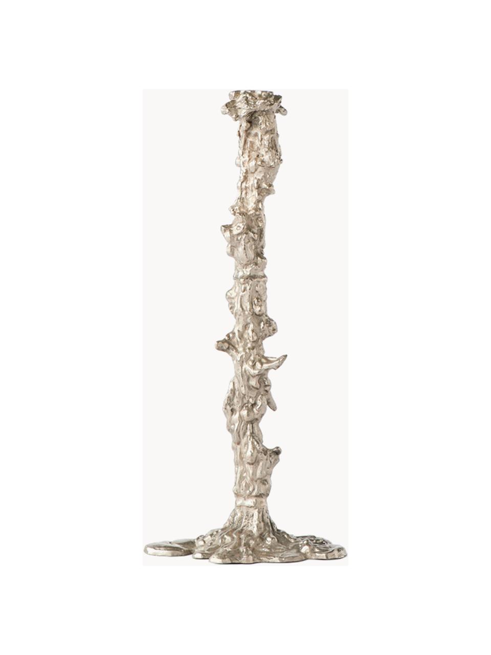 Candelabro in metallo Drip, Metallo rivestito, Argentato, Larg. 22 x Alt. 50 cm