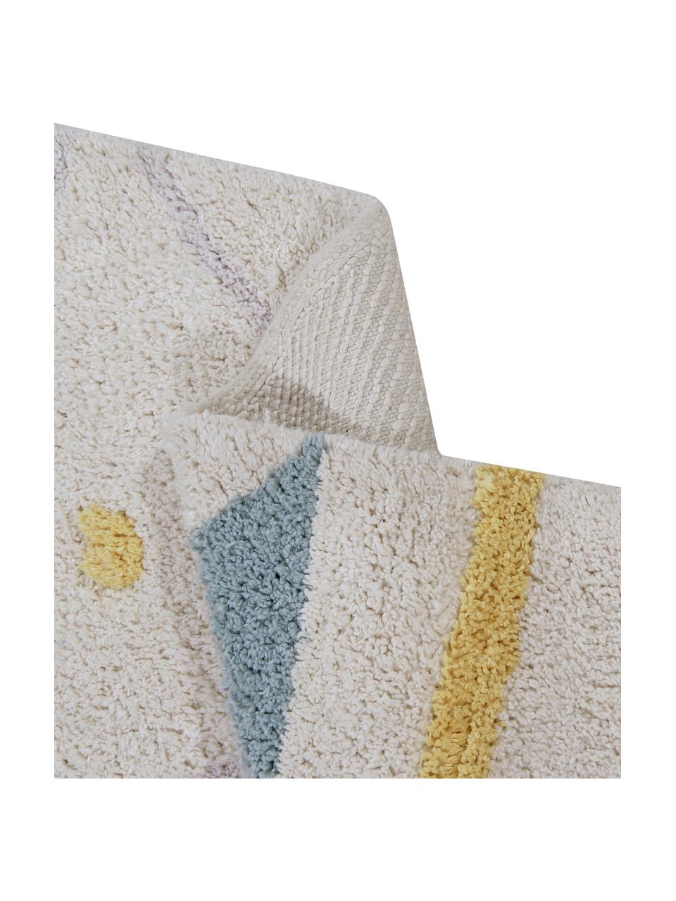Alfombra lavable de agodón con borlas Azteca, Parte superior: 97% algodón, 3% fibras mi, Reverso: algodón reciclado, Multicolor, An 120 x L 160 cm (Tamaño S)