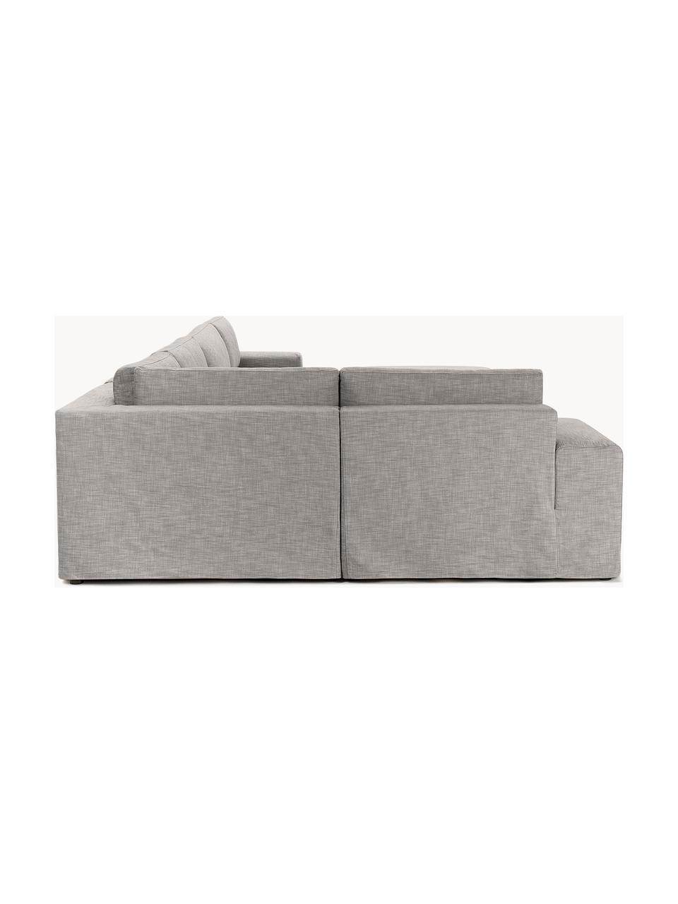 Sofa modułowa Russell, Tapicerka: 100% bawełna Dzięki tkani, Stelaż: lite drewno sosnowe, skle, Nogi: tworzywo sztuczne Ten pro, Szara tkanina, S 412 x W 77 cm