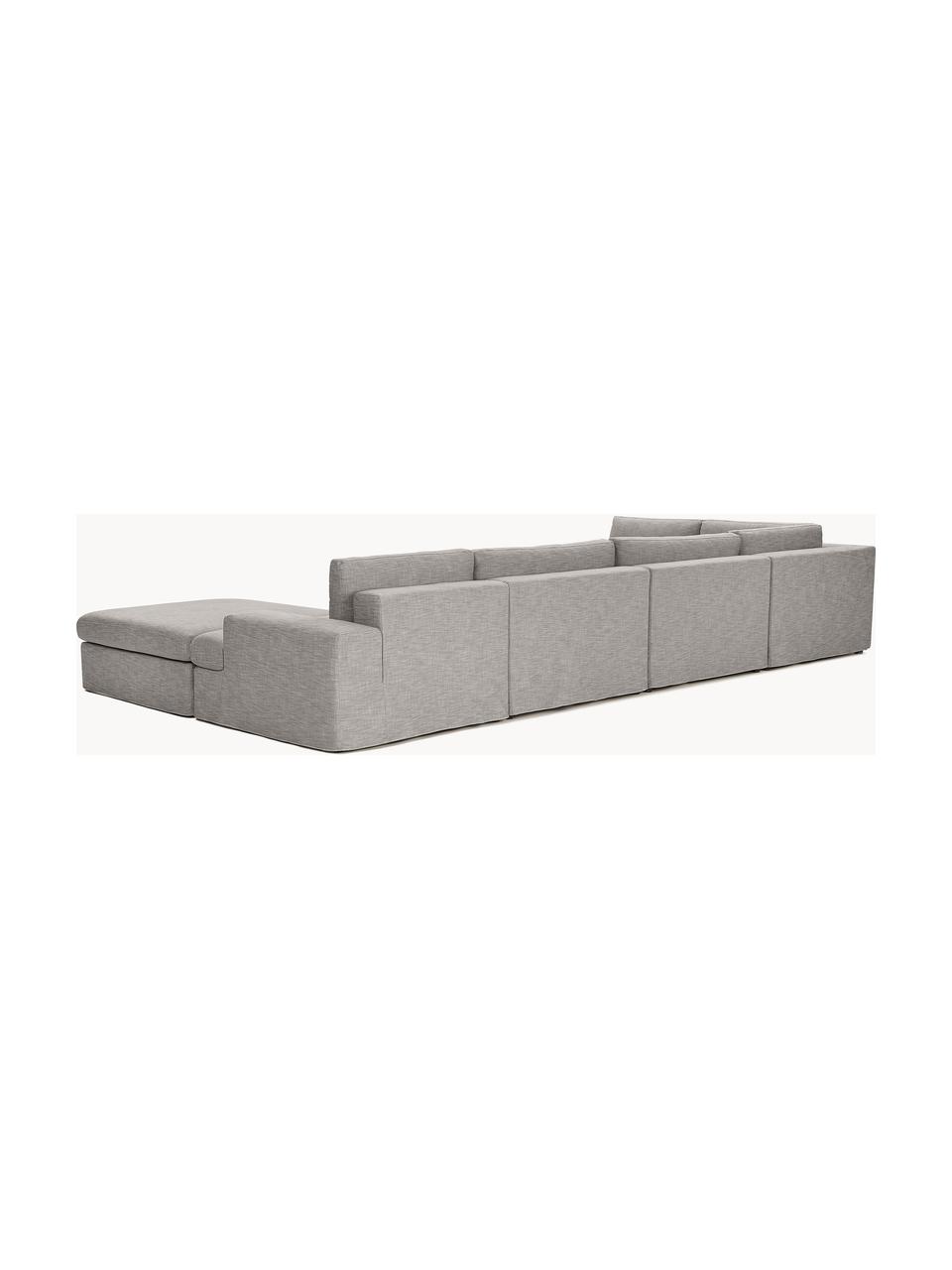 Sofá rinconera modular Russell, desenfundable, Tapizado: 100% algodón Alta resiste, Tapizado: relleno de espuma, Estructura: madera contrachapada de p, Patas: plástico Este producto es, Tejido gris, An 412 x F 206 cm