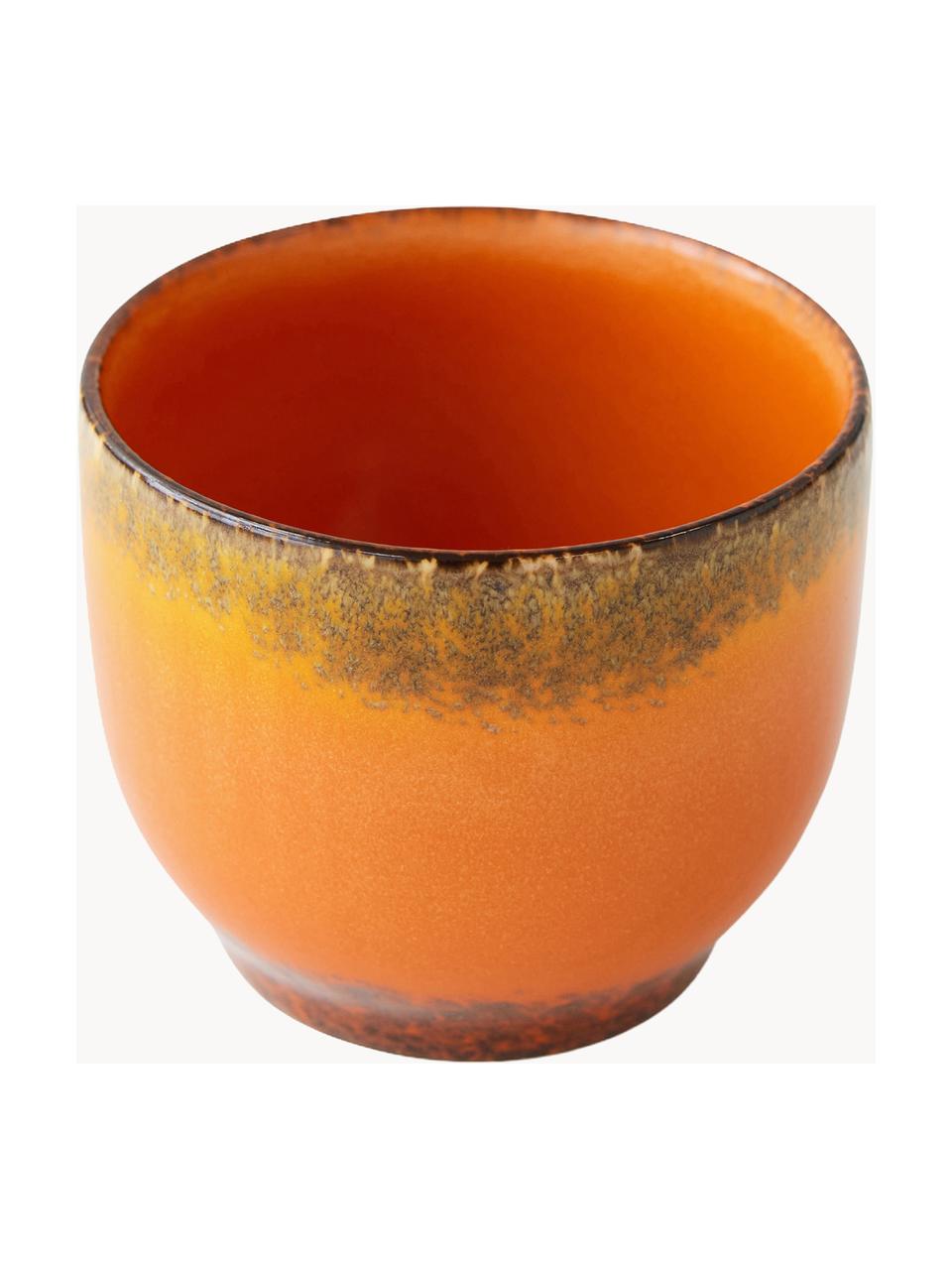Tazas artesanales de cerámica 70's, 4 uds., Cerámica, Naranja, Ø 8 x Al 7 cm, 230 ml