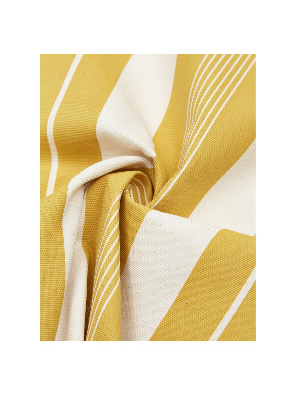 Funda de cojín a rayas Raji, 100% algodón, Amarillo, blanco crema, An 45 x L 45 cm