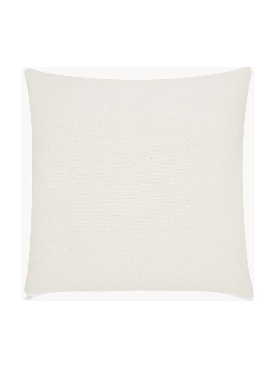 Copricuscino a righe Raji, 100% cotone, Giallo, bianco crema, Larg. 45 x Lung. 45 cm