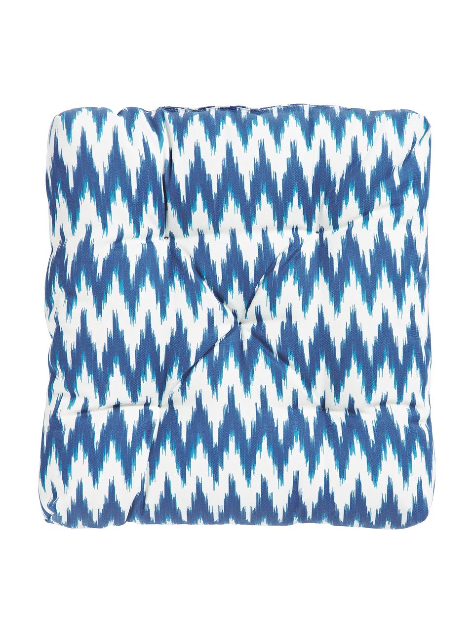 Coussin d'assise d'extérieur motif ikat Maillot, 100 % acrylique

Le matériau est certifié STANDARD 100 OEKO-TEX®, 2016OK0494, Bleu, larg. 40 x long. 40 cm