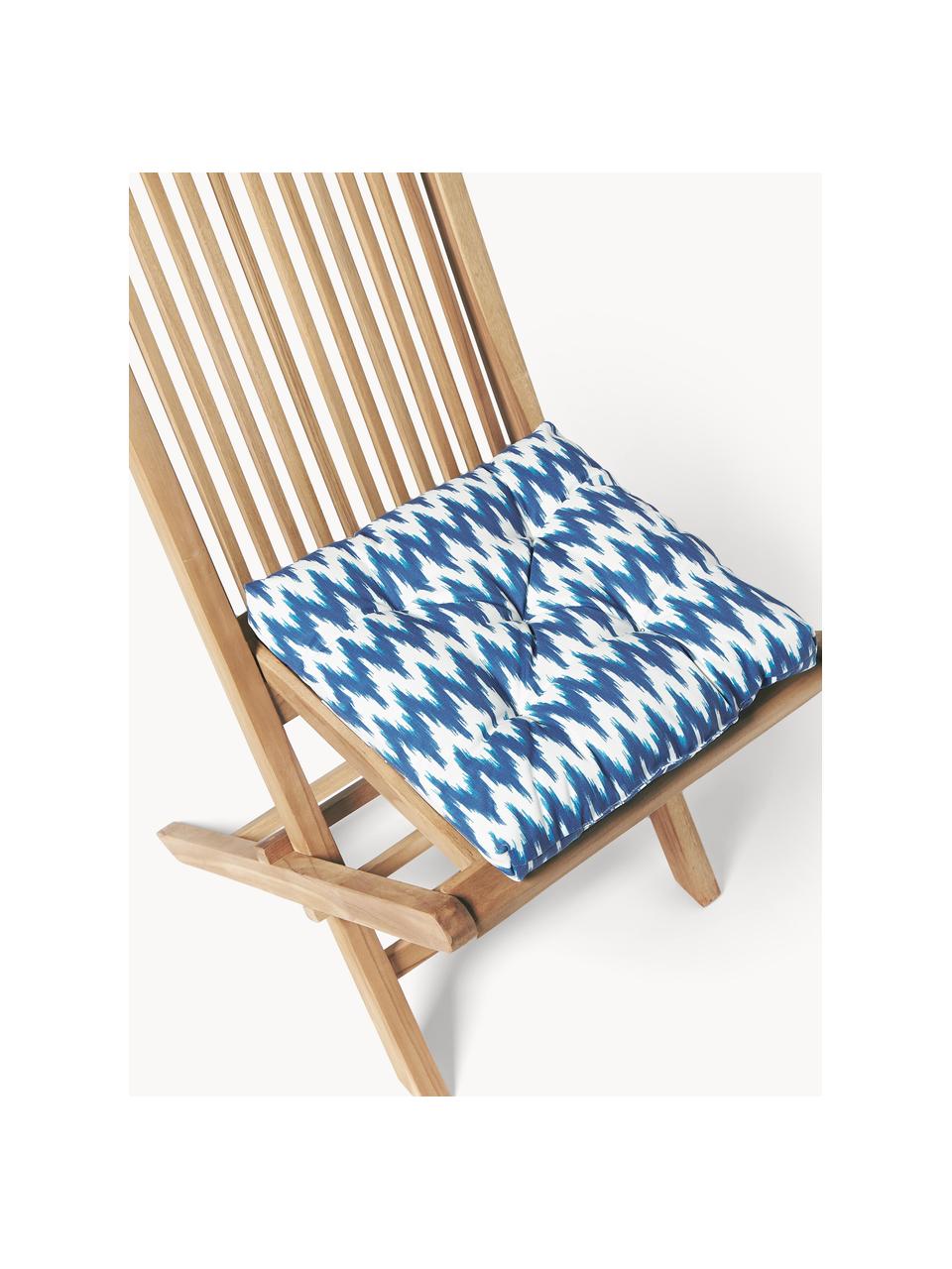Coussin d'assise de jardin motif ikat Maillot, 100 % acrylique

Le matériau est certifié STANDARD 100 OEKO-TEX®, 2016OK0494, Tons bleus, larg. 40 x long. 40 cm
