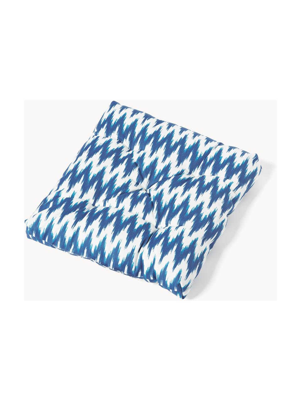 Coussin d'assise de jardin motif ikat Maillot, 100 % acrylique

Le matériau est certifié STANDARD 100 OEKO-TEX®, 2016OK0494, Tons bleus, larg. 40 x long. 40 cm