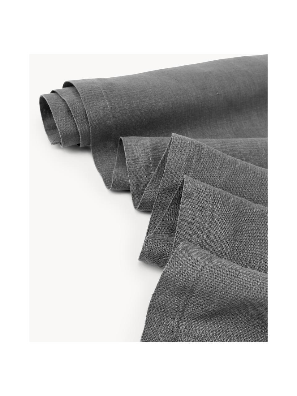 Chemin de table en lin Ruta, Lin, Gris foncé, larg. 40 x long. 140 cm