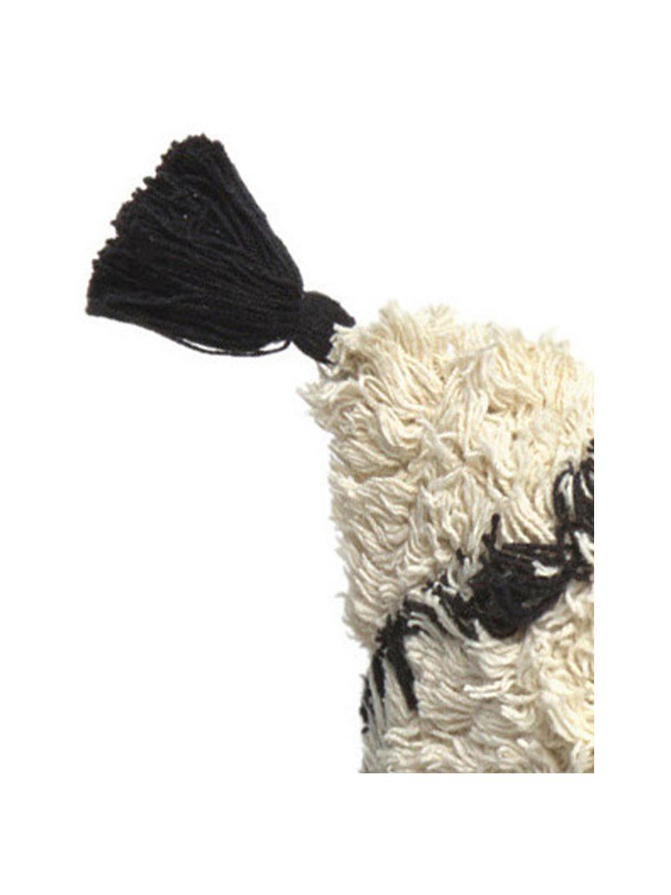 Boho Kissenhülle Safro mit Quasten, 100% Baumwolle, Schwarz, Cremefarben, 30 x 60 cm