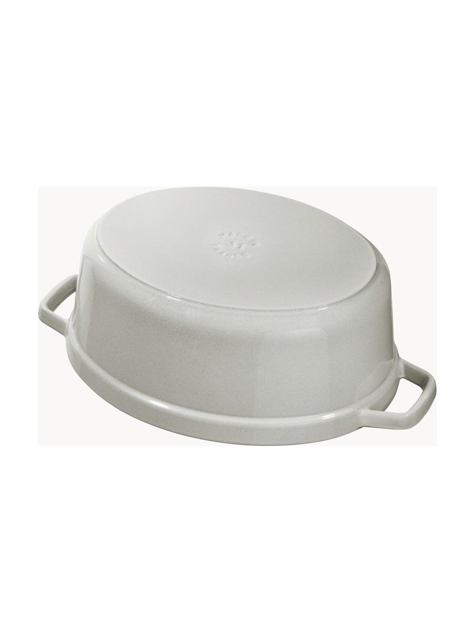 Casseruola ovale in ghisa La Cocotte, Ghisa smaltata, Grigio chiaro lucido, Larg. 38 x Alt. 17 cm, 5,5 l