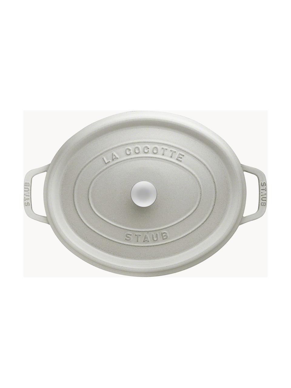 Cocotte ovale en fonte La Cocotte, Fonte, émaillée, Gris clair, haute brillance, larg. 38 x haut. 17 cm, 5,5 L