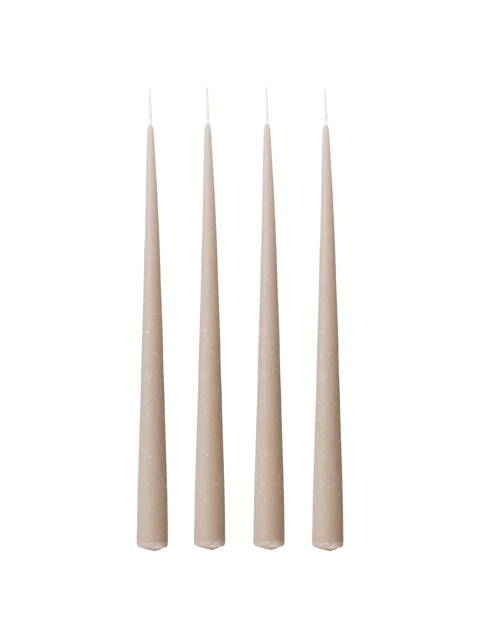 Velas cónicas Velvet, 4 uds., Cera, Gris, Ø 2 x Al 30 cm