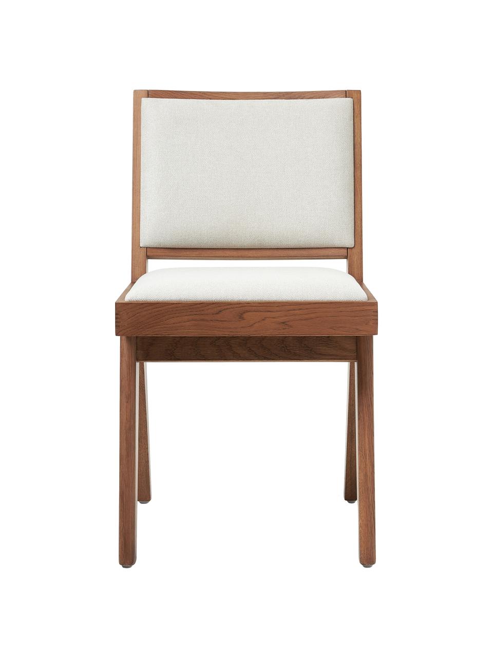 Drevená stolička s čalúnením Sissi, Krémovobiela, tmavé dubové drevo, Š 46 x H 56 cm