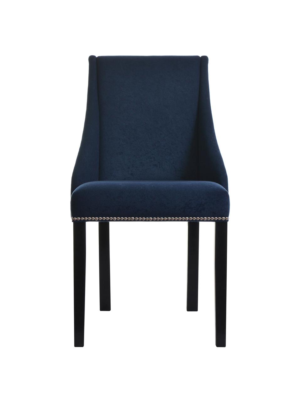 Sametová čalouněná židle Flora, Tmavě modrá, Š 48 cm, H 55 cm
