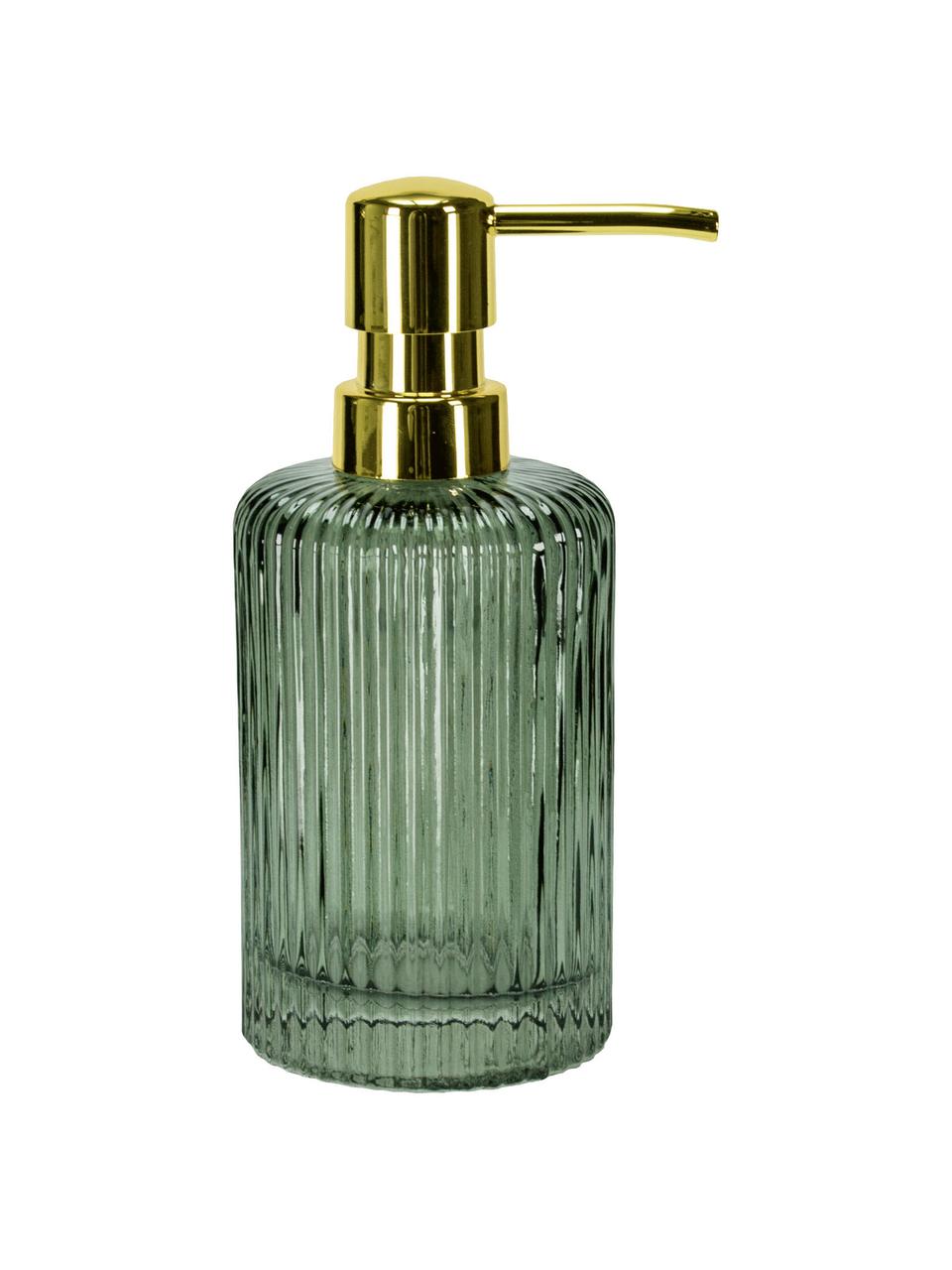 Dispenser sapone in vetro Antoinette, Testa della pompa: metallo, Verde oliva, Ø 8 x Alt. 17 cm