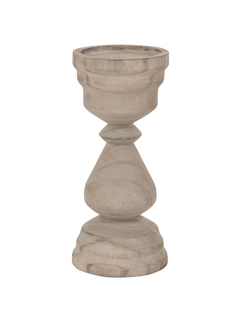 Candelabro in legno di paulownia Iris, Legno di paulownia, Taupe, Ø 14 x Alt. 30 cm