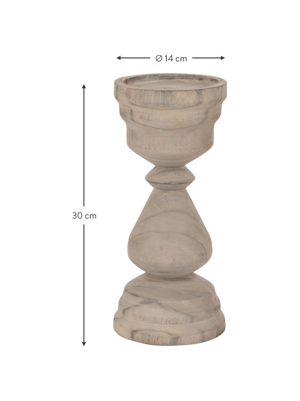 Candelabro in legno di paulownia Iris, Legno di paulownia, Taupe, Ø 14 x Alt. 30 cm