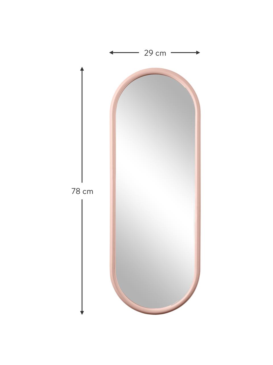 Oválne nástenné zrkadlo Angui, Zrkadlo: zrkadlové farby Rám: bledoružová, Ø 29 x V 78 cm
