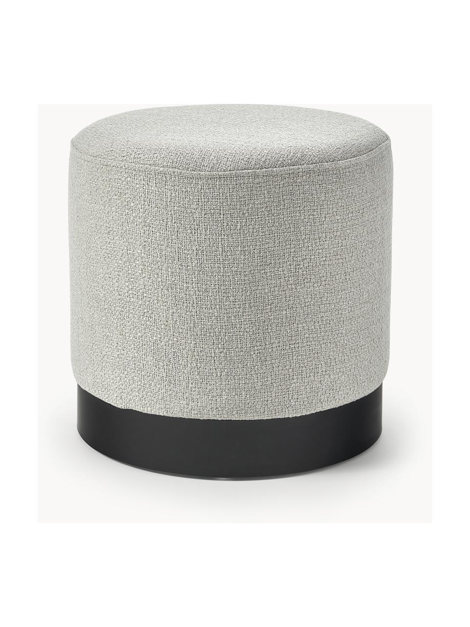 Pouf en tissu bouclé Orchid, Bouclé gris clair, socle noir, Ø 38 x haut. 38 cm