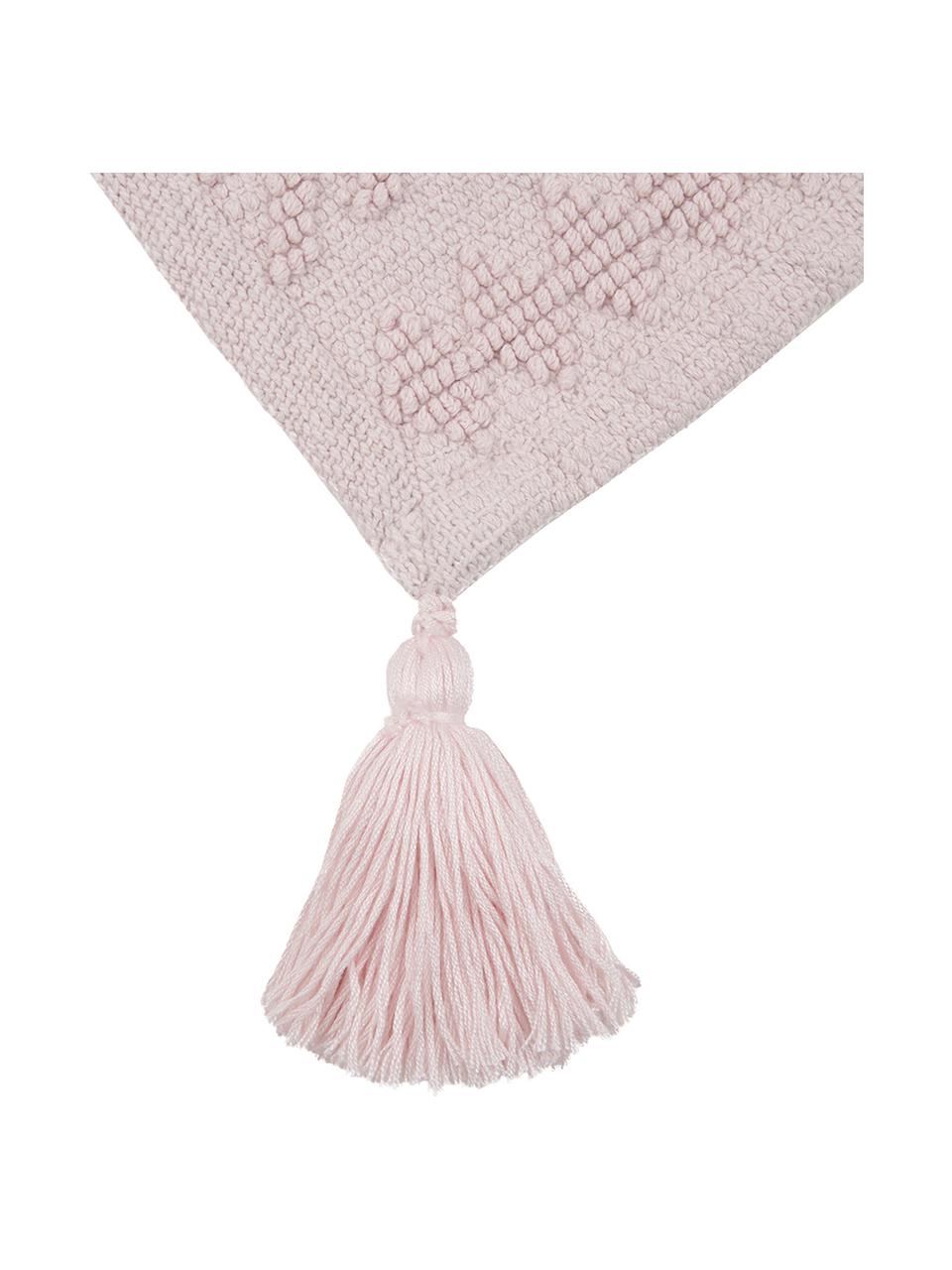 Tappeto bagno rosa con nappe Bernadotte, Rosa cipria, Larg. 50 x Lung. 80 cm