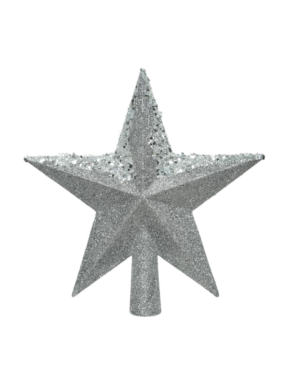 Estrella Árbol de Navidad Stern, Ø 19 cm, Plástico, purpurina, Plateado, Ø 19 cm