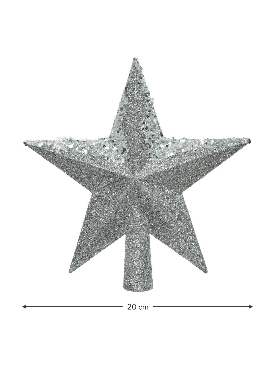Estrella Árbol de Navidad Amelie, Ø 19 cm, Plástico, purpurina, Plateado, Ø 19 cm