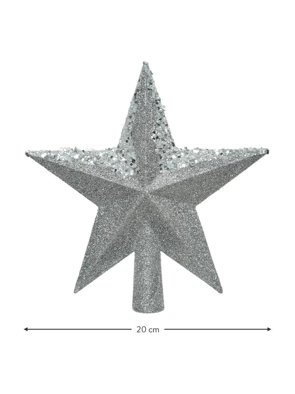 Estrella Árbol de Navidad Stern, Ø 19 cm, Plástico, purpurina, Plateado, Ø 19 cm