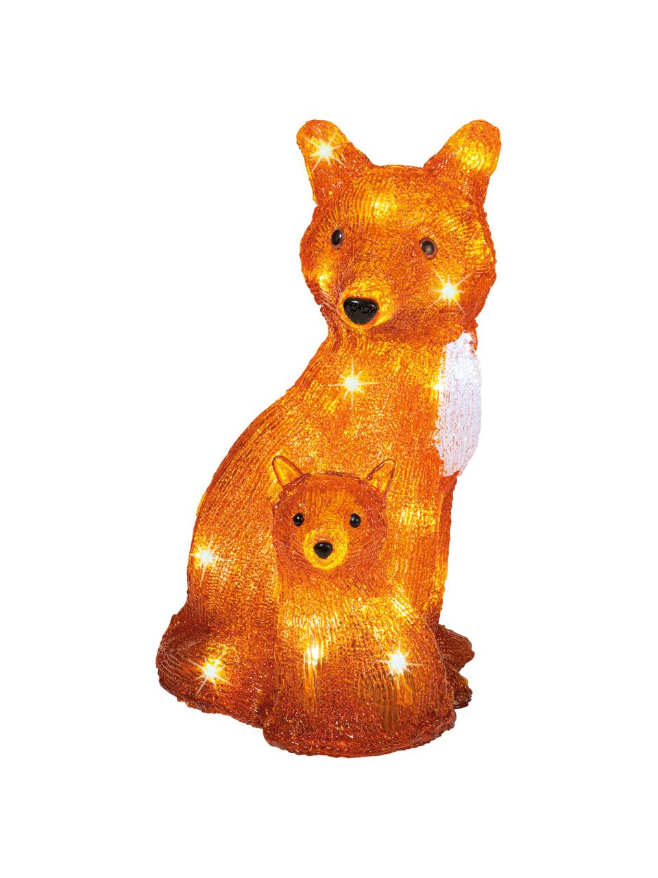 Décoration lumineuse LED à piles Fox haut. 34 cm, Plastique, Orange, blanc, noir, larg. 21 x haut. 34 cm