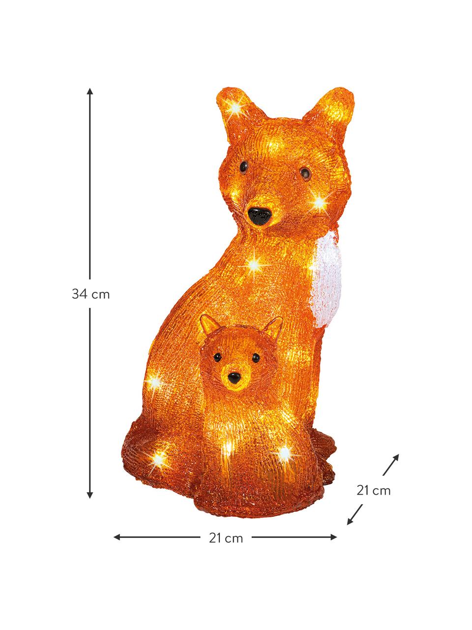 Figura luminosa LED Fox, funciona a pilas, Plástico, Naranja, blanco, negro, An 21 x Al 34 cm