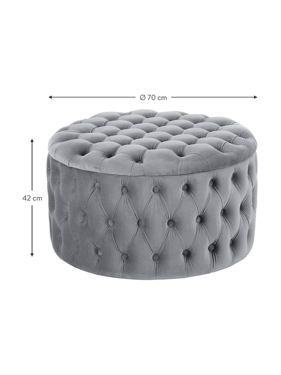 Pouf contenitore XL in velluto Chiara, Rivestimento: velluto (poliestere) Con , Grigio, Ø 70 x Alt. 42 cm