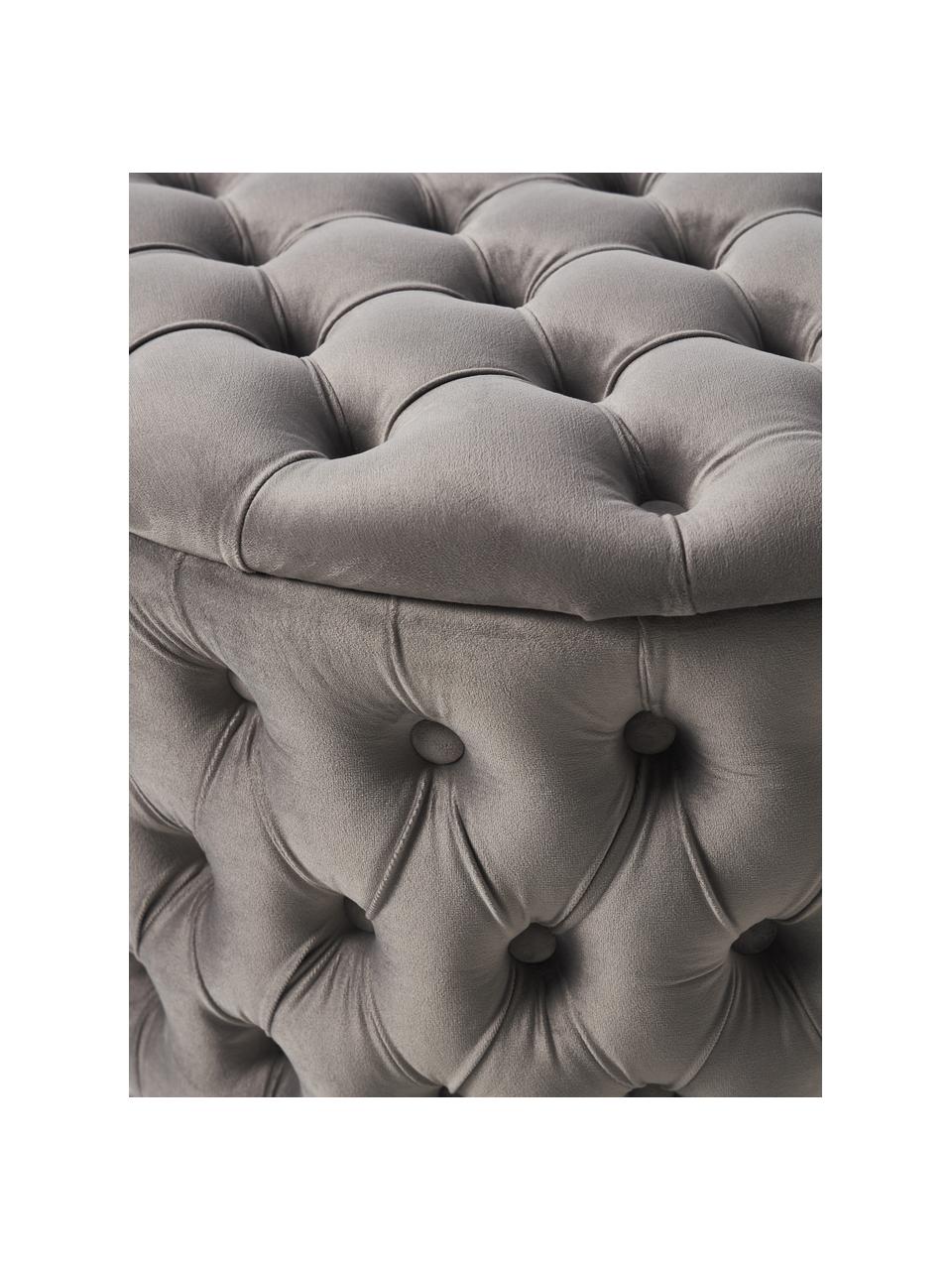 Grand pouf en velours avec rangement Chiara, Velours taupe, Ø 70 x haut. 42 cm