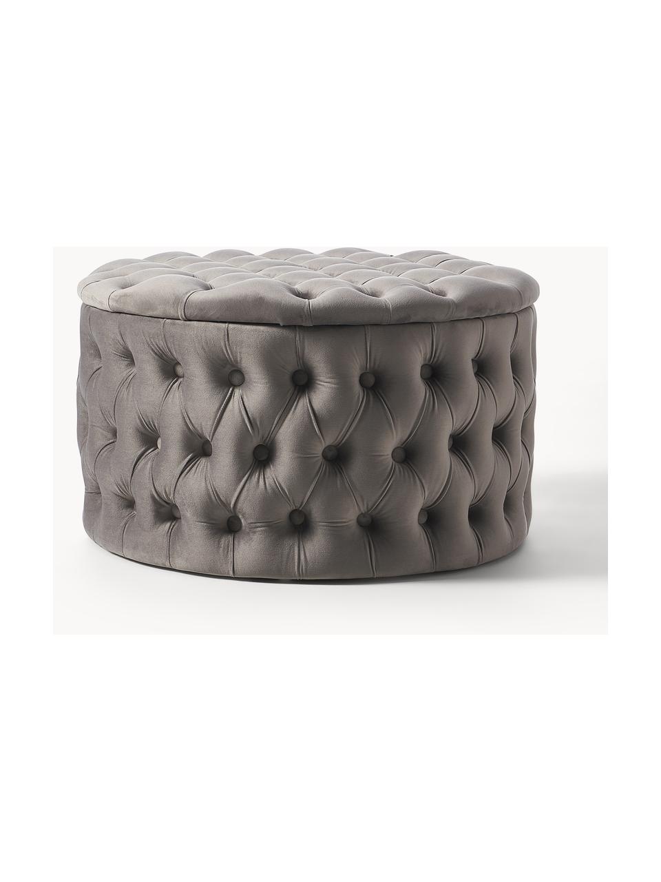 Pouf contenitore XL in velluto Chiara, Rivestimento: velluto (poliestere) Con , Velluto taupe, Ø 70 x Alt. 42 cm