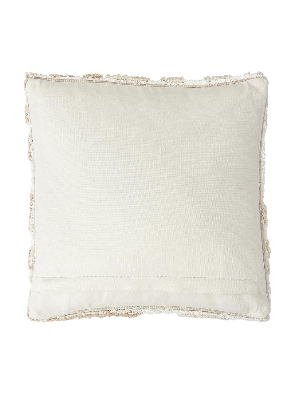 Poszewka na poduszkę z bawełny z tuftowaną dekoracją Sela, 100% bawełna z certyfikatem BCI, Kremowobiały, brązowy, beżowy, S 45 x D 45 cm