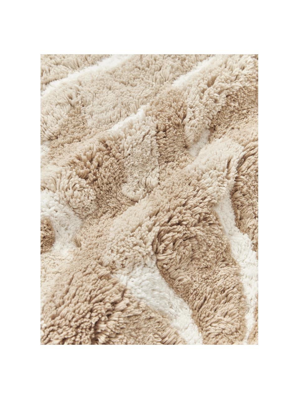 Copricuscino in cotone con motivo foglie trapuntato Sela, 100% cotone, Beige, bianco crema, Larg. 45 x Lung. 45 cm