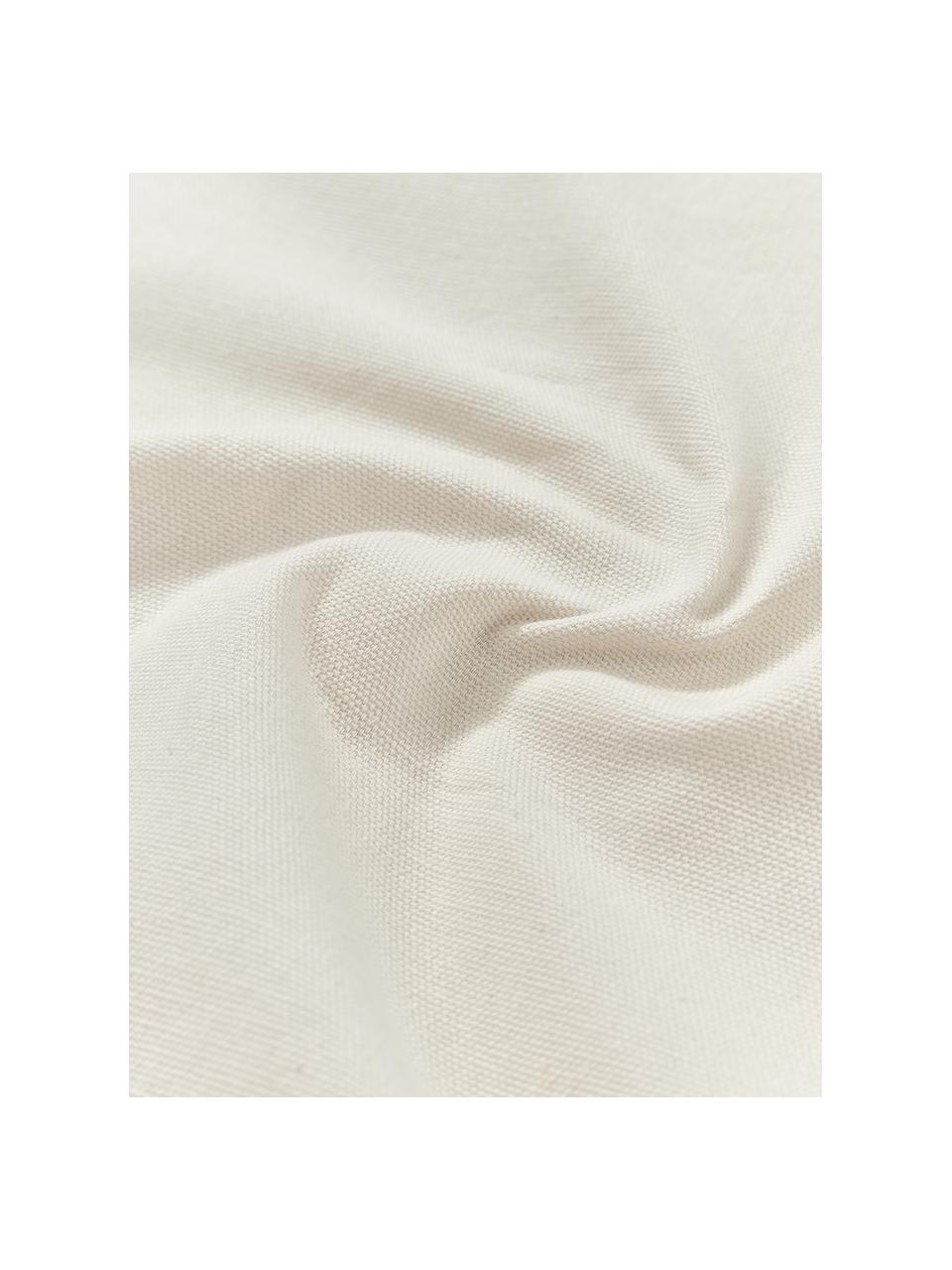 Copricuscino in cotone con motivo foglie trapuntato Sela, 100% cotone, Beige, bianco crema, Larg. 45 x Lung. 45 cm