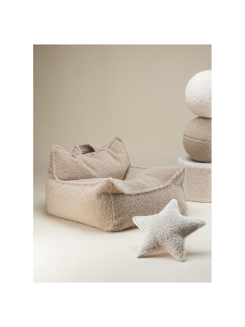 Pouf a sacco per bambini in teddy Sugar, Teddy beige chiaro, Larg. 70 x Prof. 80 cm