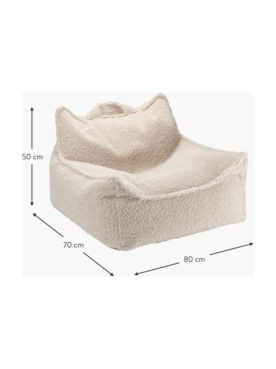 Pouf a sacco per bambini in teddy Sugar, Teddy beige chiaro, Larg. 70 x Prof. 80 cm