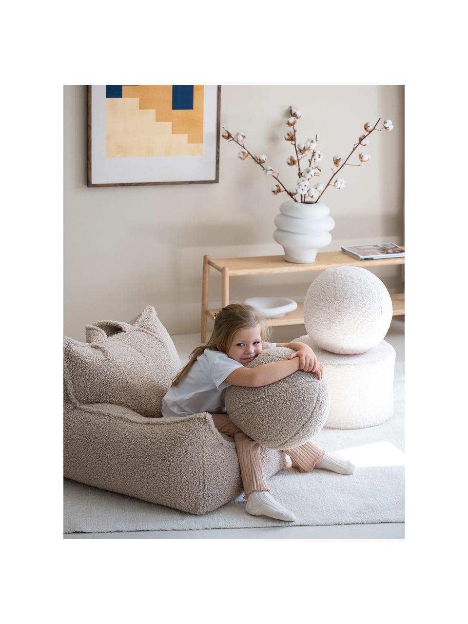 Pouf en peluche pour enfants Sugar, Peluche beige clair, larg. 70 x prof. 80 cm