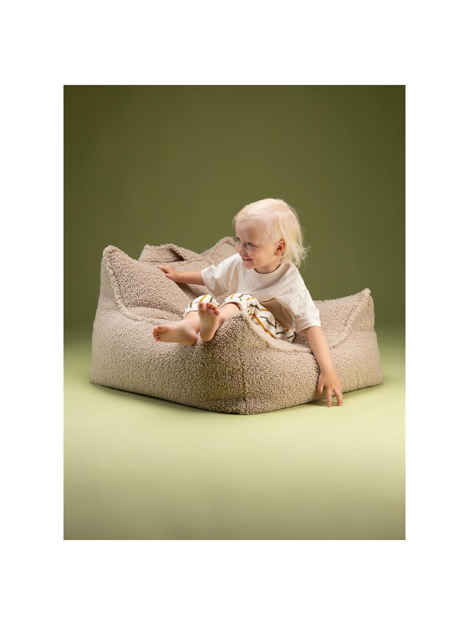 Pouf a sacco per bambini in teddy Sugar, Teddy beige chiaro, Larg. 70 x Prof. 80 cm