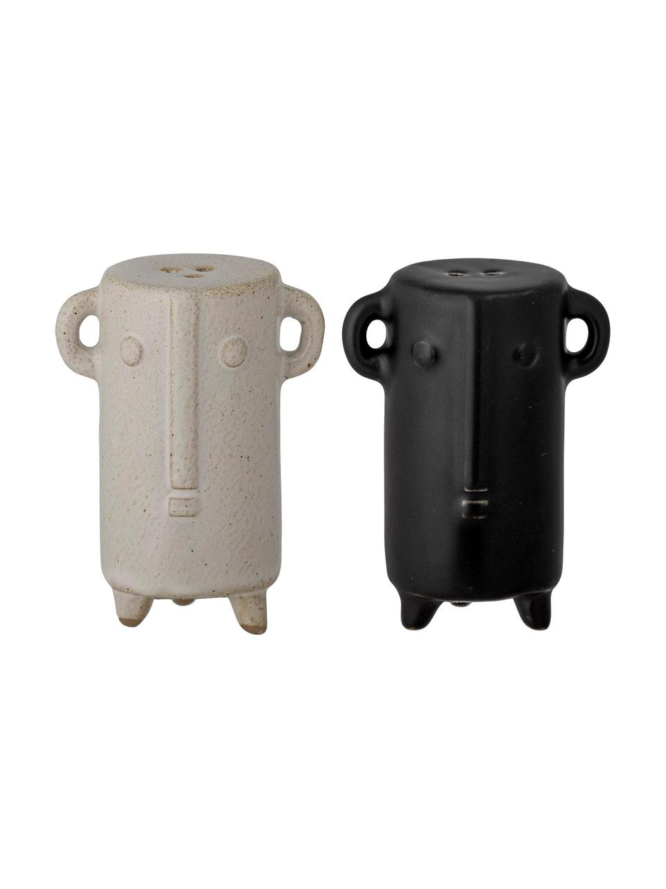 Salero y pimentero de porcelana Maela, 2 uds., Porcelana, Negro, beige, An 4 x Al 7 cm