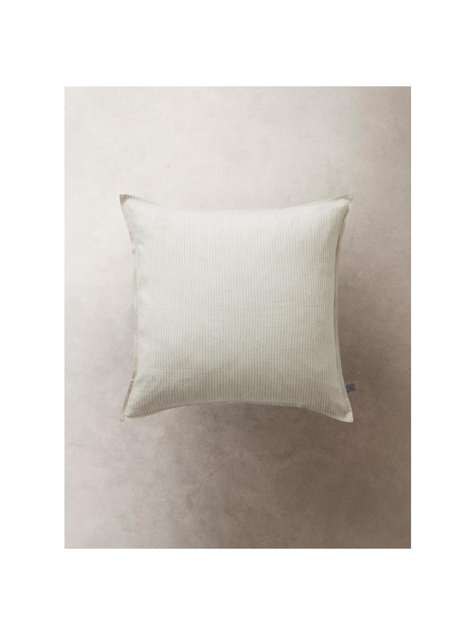 Housse de coussin 50x50 pur lin Alina, 100 % pur lin, Beige, blanc cassé, larg. 50 x long. 50 cm