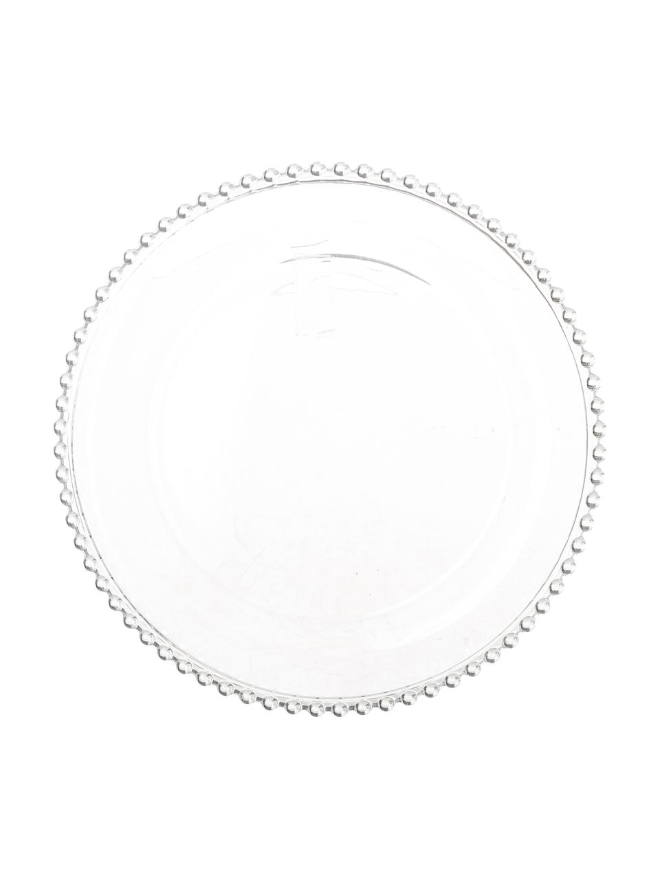 Talerz duży ze szkła Perles, 3 szt., Szkło, Transparentny, Ø 27 cm