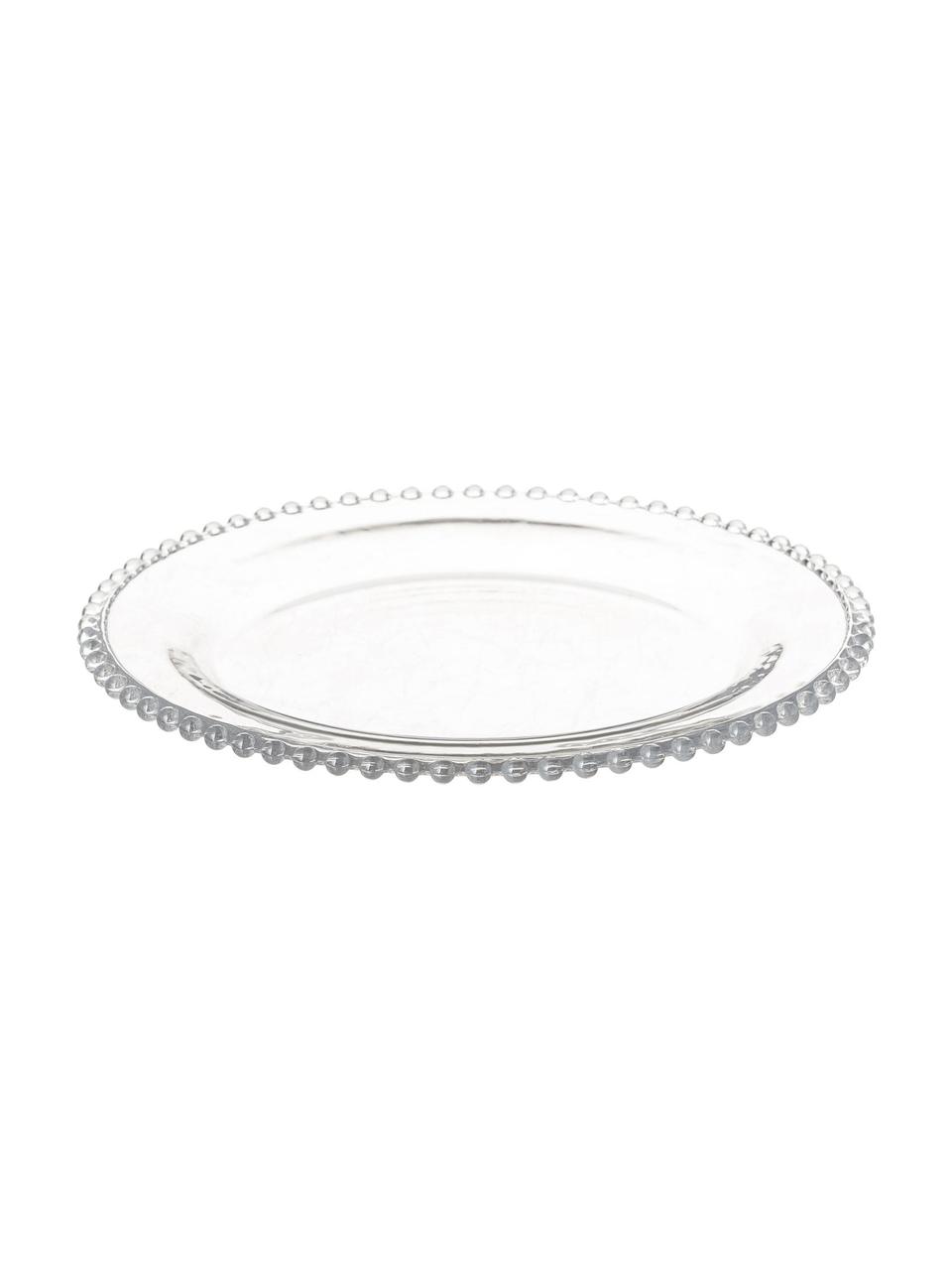 Talerz duży ze szkła Perles, 3 szt., Szkło, Transparentny, Ø 27 cm