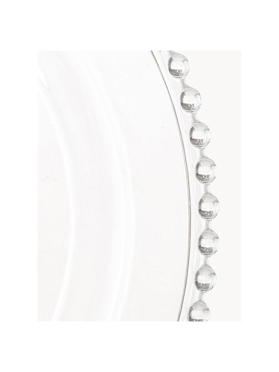 Glas-Speiseteller Perles mit Randdekor, 3 Stück, Glas, Transparent, Ø 27 cm