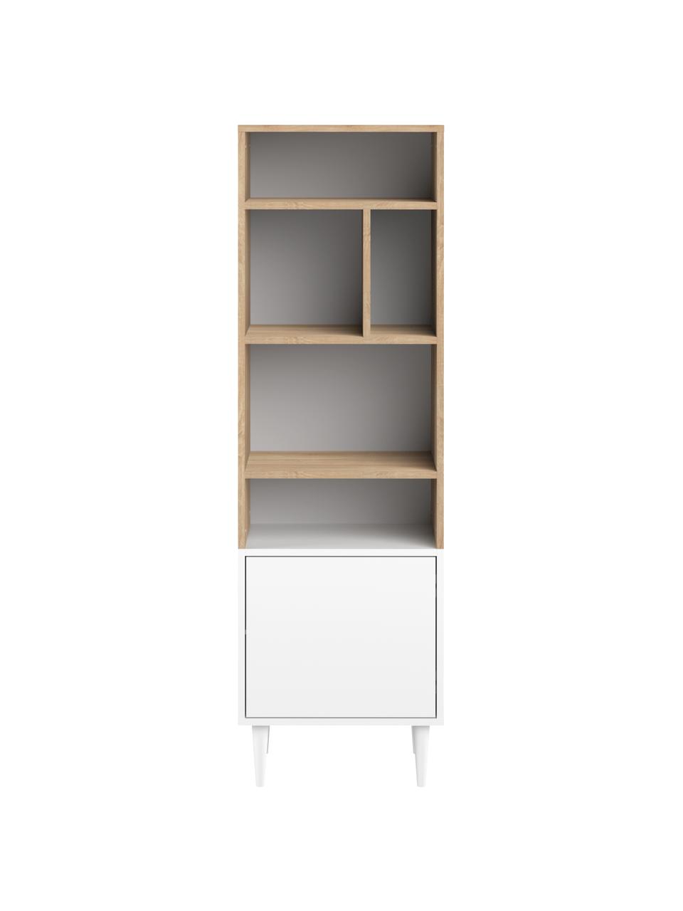 Étagère étroite scandinave Horizon, Bois de chêne, blanc