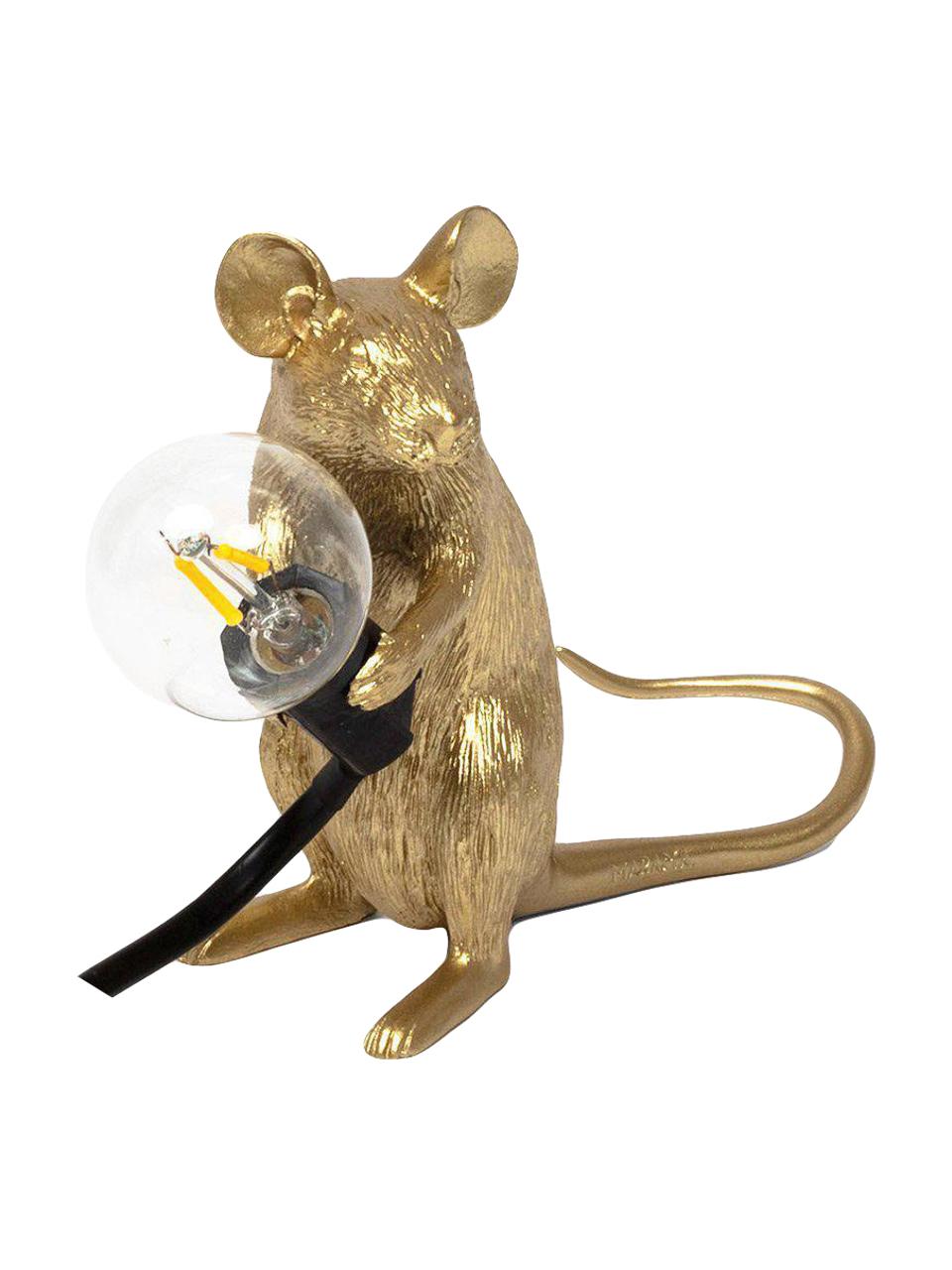 Lampada da tavolo di design Mouse, Lampada: resina sintetica, Dorato, Larg. 5 x Alt. 13 cm