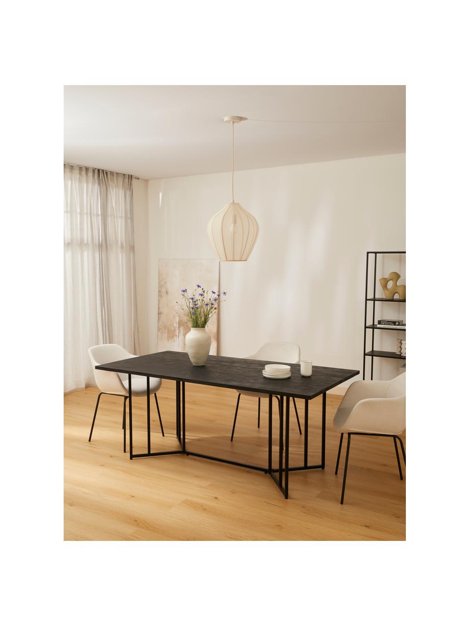 Mesa de comedor de madera de mango Luca, 180 x 90 cm, Tablero: madera de mango maciza, Estructura: metal, pintura en polvo, Negro, An 180 x F 90 cm