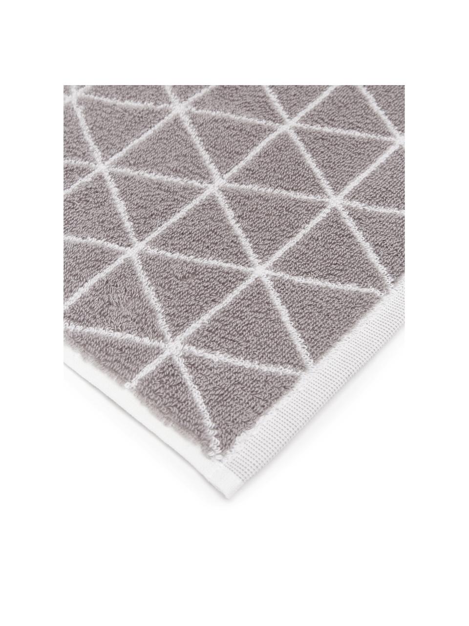 Wende-Handtuch Elina mit grafischem Muster in verschiedenen Grössen, Taupe, Off White, Handtuch, B 50 x L 100 cm, 2 Stück