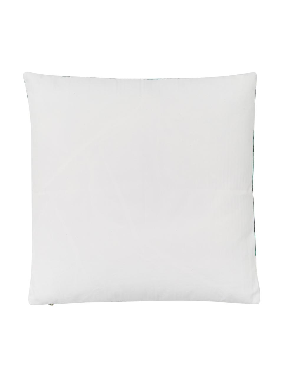 Coussin d'extérieur motif feuilles Flowers, Blanc, vert