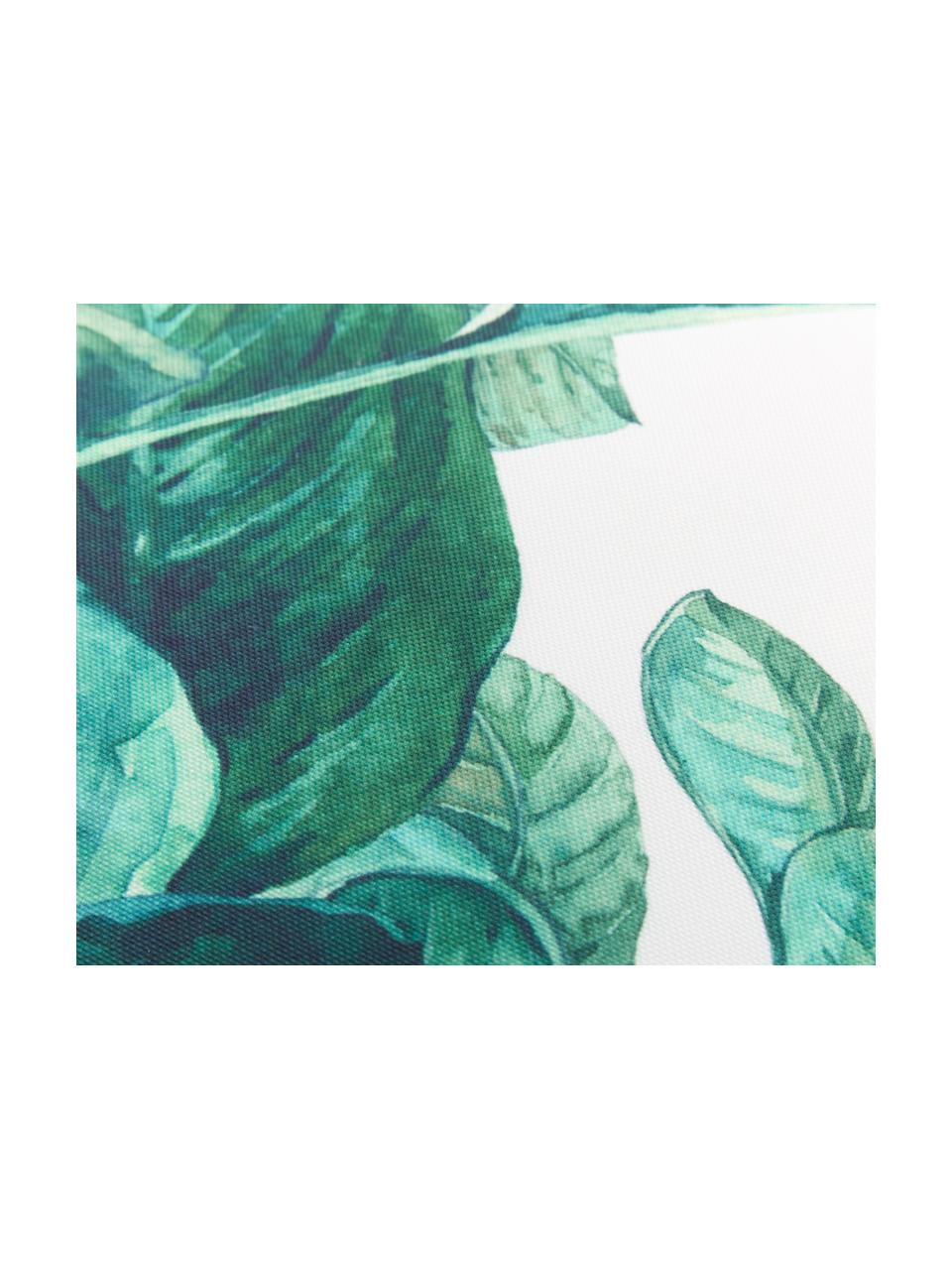 Zewnętrzna poduszka z wypełnieniem Leaves, Poliester, Biały, zielony, S 45 x D 45 cm